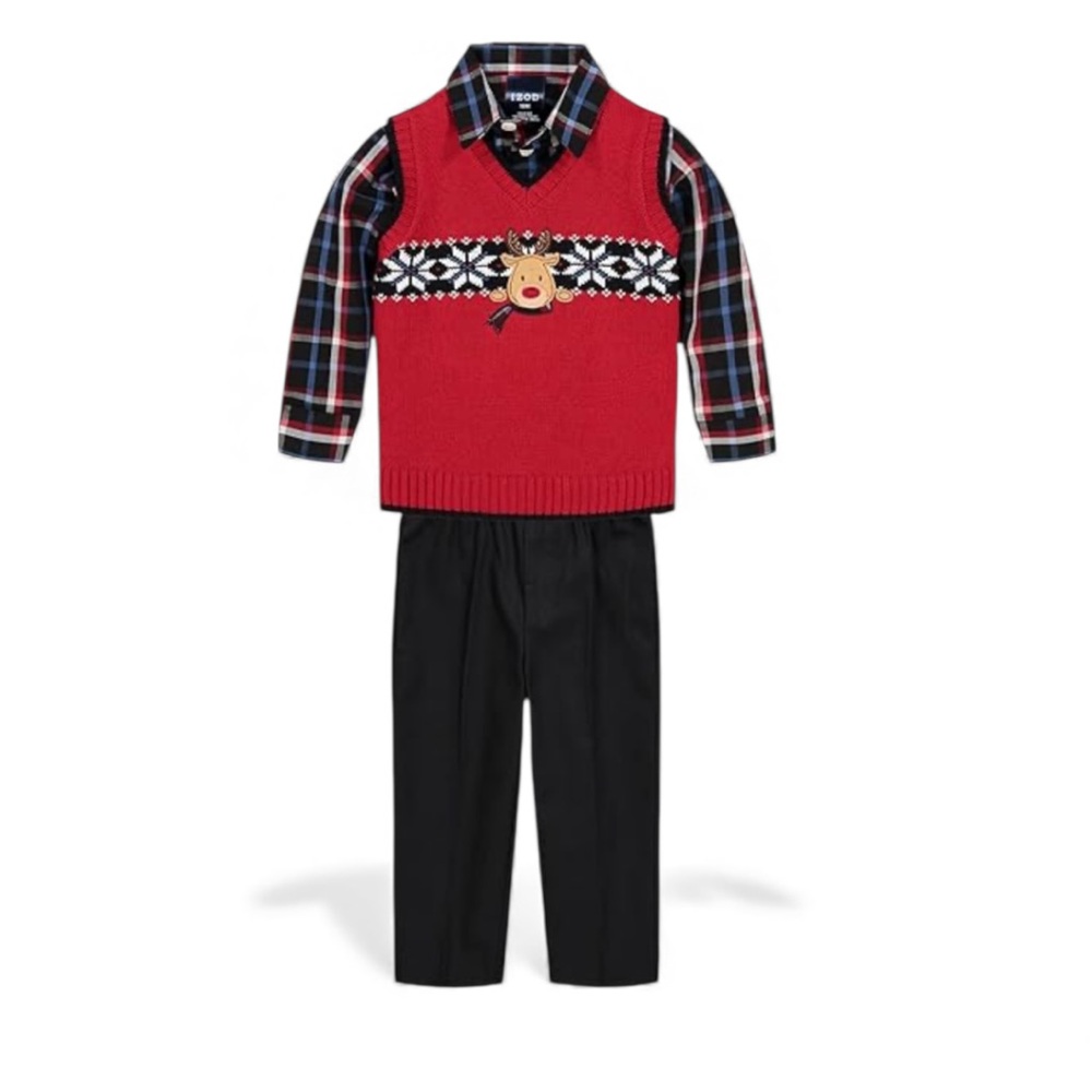 Izod 3-Piece Reindeer Sweater Vest Set